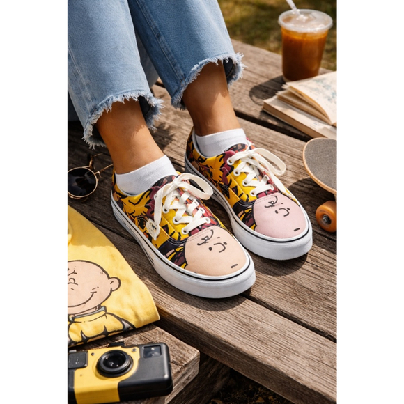 Vans Shoes - Women's Vans Peanuts Charlie Brown Sneakers Size 7 Yellow Pink